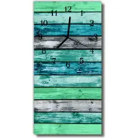Tulup Glasuhr Wanduhr Küchenuhr Echt-Glas 30x60 Holz Grün