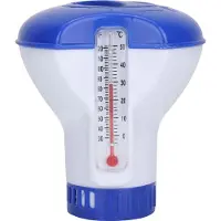 Decdeal Pool Chemiespender mit Thermometer Schwimmende Chlortabletten Spender Spa Chemiespender fuer Aussen-Innenpools Spas Whirlpools Fischteiche