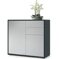 Vladon Sideboard Ben, Germany, Kommode mit 2 Türen und 2 Schubladen, Schwarz matt/Hellgrau Seidenmatt (79 x 74 x 36 cm)