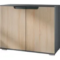 Vladon Kommode Sylt V3, Moderner Küchenschrank mit 2 großen Türen Anthrazit matt / Eiche sägerau (92,5 x 75.5 x 35)