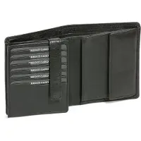 LEAS Kombibörse mit RFID Schutz im Hochformat mit Klappe für viele Karten Echt-Leder, schwarz Escalera-Edition