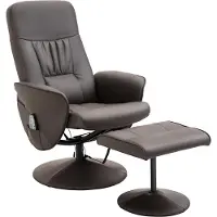 Dopwii Relaxsessel mit Hocker, drehbarer Fernsehsessel mit 10 Massagepunkte, Liegefunktion, Massagesessel mit Fernbedienung, Seitentasche, TV-Sessel, Kunstleder, Braun