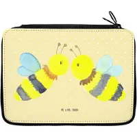 Mr. & Mrs. Panda Schlampermäppchen Biene Liebe - Gelb Pastell - Geschenk, Etui, Federmäppchen, reiseetui, Federtasche, Mäppchen
