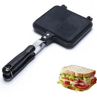 Slyrun Doppelseitiger Sandwichmaker Pfanne, Camping Tortilla & Sandwich, Antihaftbeschichtet, Aluminiumgriff, Leicht zu Reinigen