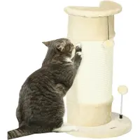 Northio Ecke Kratzstamm 58 Cm Kratzsäule Für Katzen Mit Kratzball, Aus Sisal, Cremeweiß
