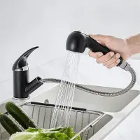 DazHom Küchenarmatur Wasserhahn Küche mit Ausziehbarer Brause Spültischarmatur Schwarz