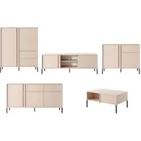 Meble Laski Wohnzimmer-Set Wohnwand Dast 5-teilig beige
