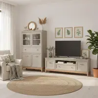 Lomadox Wohnwand 2-teilig in Kaschmir, mit Lowboard & Highboard - WILNA-161