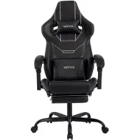 XTEILC Gaming Stuhl(schwarz)Ergonomisch Gaming Chair Bürostuhl mit Fußstütze Racing Computerstuhl Höhenverstellbar Gepolstert Bürostuhl Lendenwirbelstütze