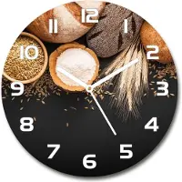Tulup Wanduhr aus Glas 30fi Glasbild Glasuhr Gehärtetes Glas - weisse-zeiger - Bread and wheat