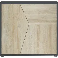 Vladon Sideboard Benny, Germany, Kommode mit 2 Türen und 2 Schubladen, Schwarz matt/Eiche sägerau (79 x 74 x 36 cm)