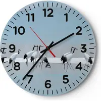 ARTTOR Wanduhr - Rund - Glasuhr - Vögel Kraniche Natur - 30x30cm - Schleichendes Uhrwerk - Lautlos - zum Aufhängen bereit - Dekoration Modern - Wanddekoration aus Glas - C4AR30x30-4921
