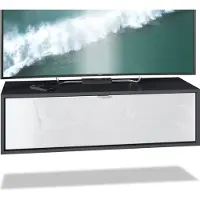 Vladon TV Board Lana 100 Hängeschrank Lowboard 100 x 29 x 37 cm, Germany, Korpus in Schwarz matt, Fronten in Weiß Hochglanz | Große Farbauswahl