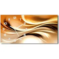 Tulup Wanduhr aus Glas – 60x30 cm - Glasbild - Glasuhr - Gehärtetes Glas - weisse-zeiger - abstrakte Wellen