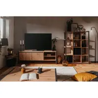 Möbelando Wohnzimmer-Set >Arvada< (3 teilig) in Artisan Eiche / Anthrazit aus MDF