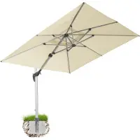 Anndora Ampelschirm Aluminium natur weiß 3m x 4m quadratisch - 360º drehbar - komplett schwenkbar neigbar - inklusive Bodenanker