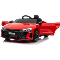 Beneo Elektrisches Kinderauto Audi RS E-tron GT 12V, rot, breiter Einzelsitz, 2,4-GHz-Fernbedienung, USB-/AUX-Eingang, Bluetooth, Federung, Lithium-Batterie, LED-Leuchten, 2 x 25W Motor, ORIGINALE Lizenz