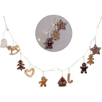 Levandeo LED Lichterkette Lebkuchen Figuren 160cm mit Timer Weihnachten Weihnachtsdeko