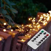 Bonetti Cluster Lichterkette mit Fernbedienung für außen und innen, 8 Lichtprogramme, Timer, strombetrieben (400 LEDs - ca. 11,70m)