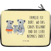 Mr. & Mrs. Panda Etui Koala Familie - Gelb Pastell - Geschenk, Muttertag, Family, Federtasche, Schlampermäppchen, Federmäppchen, Koalas, Kinder, Bleistiftetui, Mäppchen