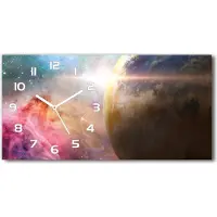 Tulup Wanduhr aus Glas – 60x30 cm - Glasbild - Glasuhr - Gehärtetes Glas - weisse-zeiger - Galaxis
