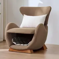 Great han Designer-Loungesessel im Walhai-Look – Haustierfreundliches Einzelsofa mit Katzenhöhle, kratzfester Stoff, moderner Fernsehsessel, Braun