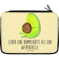 Mr. & Mrs. Panda Federtasche Avocado Pfeifen - Gelb Pastell - Geschenk, Etui, Federmäppchen, Mäppchen, Schwanger, Federmappe, Diät, Abnehmen, für Stifte