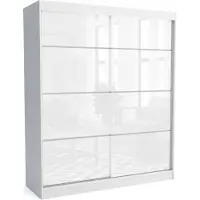 EURO-MEBLE Moderner Schiebetürenschranke BELI 180 cm Hochglanzplatte (WEISS)