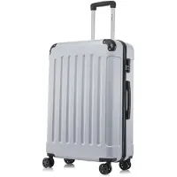 YONSLY Premium Reisekoffer TSA-Schloss,YKK-Reißverschluss Hartschalen-Koffer Trolley Kabinenkoffer Rollkoffer Suitcase Handgepäck (Silber, XL)