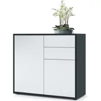 Vladon Sideboard Ben, Germany, Kommode mit 2 Türen und 2 Schubladen, Schwarz matt/Weiß matt (79 x 74 x 36 cm)