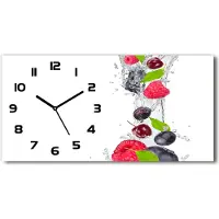 Tulup Wanduhr aus Glas – 60x30 cm - Glasbild - Glasuhr - Gehärtetes Glas - schwarze-zeiger - Obst und Wasser