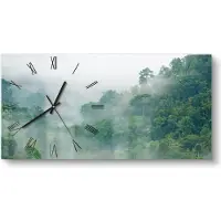 DEQORI Glasuhr 60x30 cm Römisch 'Thailands Mystik' Wanduhr Glas Uhr Design leise Küchenuhr