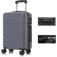 YONSLY Premium Reisekoffer TSA-Schloss,YKK-Reißverschluss Hartschalen-Koffer Trolley Kabinenkoffer Rollkoffer Suitcase Handgepäck (Grau, XL)