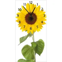 Wallario Design Wanduhr Sonnenblume aus Echtglas, Größe 30 x 60 cm
