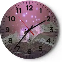 ARTTOR Wanduhr - Rund - Glasuhr - Fantasy Buch - 40x40cm - Schleichendes Uhrwerk - Lautlos - zum Aufhängen bereit - Dekoration Modern - Wanddekoration aus Glas - C4AR40x40-4010