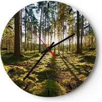 ARTTOR Wanduhr - Rund - Glasuhr - Wald Baum Natur - 40x40cm - Schleichendes Uhrwerk - Lautlos - zum Aufhängen bereit - Dekoration Modern - Wanddekoration aus Glas - C3AR40x40-3724