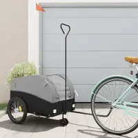 vidaXL Fahrradanhänger Schwarz und Grau 45 kg Eisen 94147