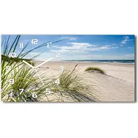 Tulup Wanduhr aus Glas – 60x30 cm - Glasbild - Glasuhr - Gehärtetes Glas - weisse-zeiger - Mrzeżyno Strand