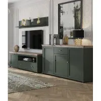 Fun-Möbel Wohnzimmer-Set HOME 3 tlg Schrankwand Grün Eiche Lefkas