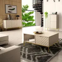 Lomadox Wohnzimmer Set 3-teilig modern in kaschmir mit gefrästen Fronten ANGERA-140