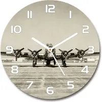 Tulup Wanduhr aus Glas 30fi Glasbild Glasuhr Gehärtetes Glas - weisse-zeiger - An old bomber