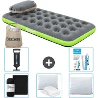 Bestway Luftmatratze – 1 Person – 99 x 188 x 22 cm – Grau/Grün – im Lieferumfang enthalten Zubehör
