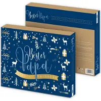 Itenga Adventskalender gefüllt "Bester Papa" Blau Gold