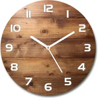 Tulup Wanduhr aus Glas 30fi Glasbild Glasuhr Gehärtetes Glas - weisse-zeiger - Wooden background