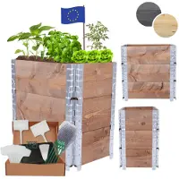 MODO24 Hochbeet Holz, Pflanzrahmen, Kräuterbeet, Gemüsebeet, Massivholz Kiefer, Garten, 60x60x40 cm, Braun, ZP10