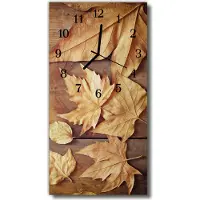 Tulup Glasuhr Wanduhr Küchenuhr Echt-Glas 30x60 Blätter Braun