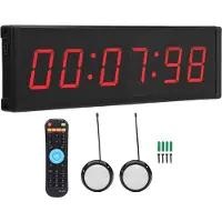 Lixada LED Race Timer 2.3in 6 Digit Red Display Running Event Gym Countdown Count Up 12/24 Hour Wandhalterung mit Stoppuhr Fernbedienung 2pcs R80 Wireless