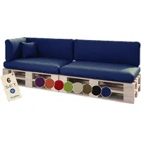 Sunnypillow Palettenkissen für Palettenmöbel - 6er Set - Palettenauflage für Palettensofa für Haus Garten - Palettenpolster mit abnehmbarem Bezug für Europaletten - Rückenkissen & Sitzkissen Blau