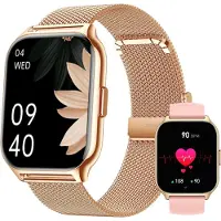 Aurum Valdus Damen Smartwatch – 2 Zoll Fitnesstracker, Telefonfunktion, Blutdruckmessung, Herzfrequenz, Schlafmonitor, SpO, Sportuhr & Schrittzähler – Gold