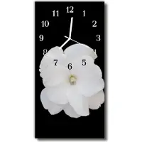 Tulup Glasuhr Wanduhr Küchenuhr Echt-Glas 30x60 Blume Mehrfarbig